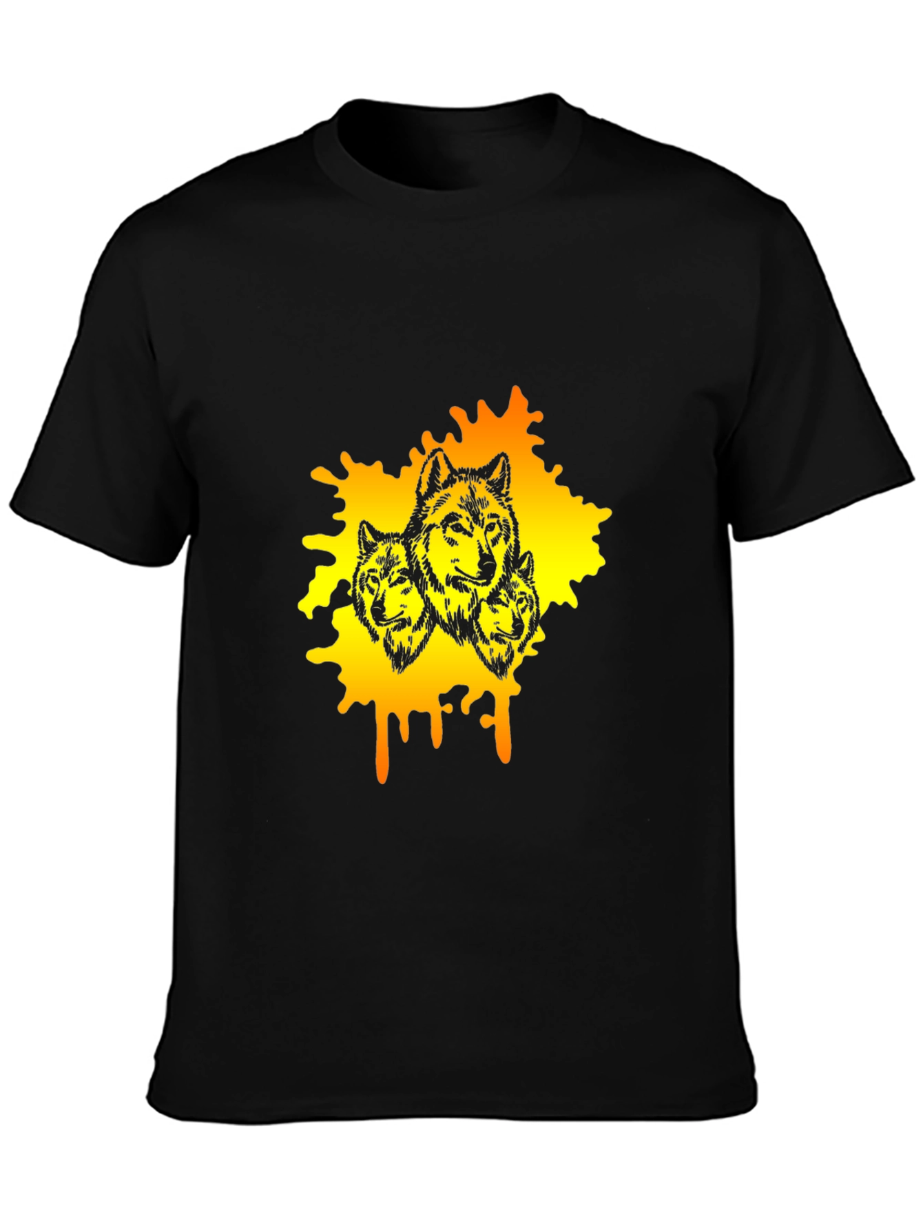 Wolf Pack Graphic Black T-Shirt
