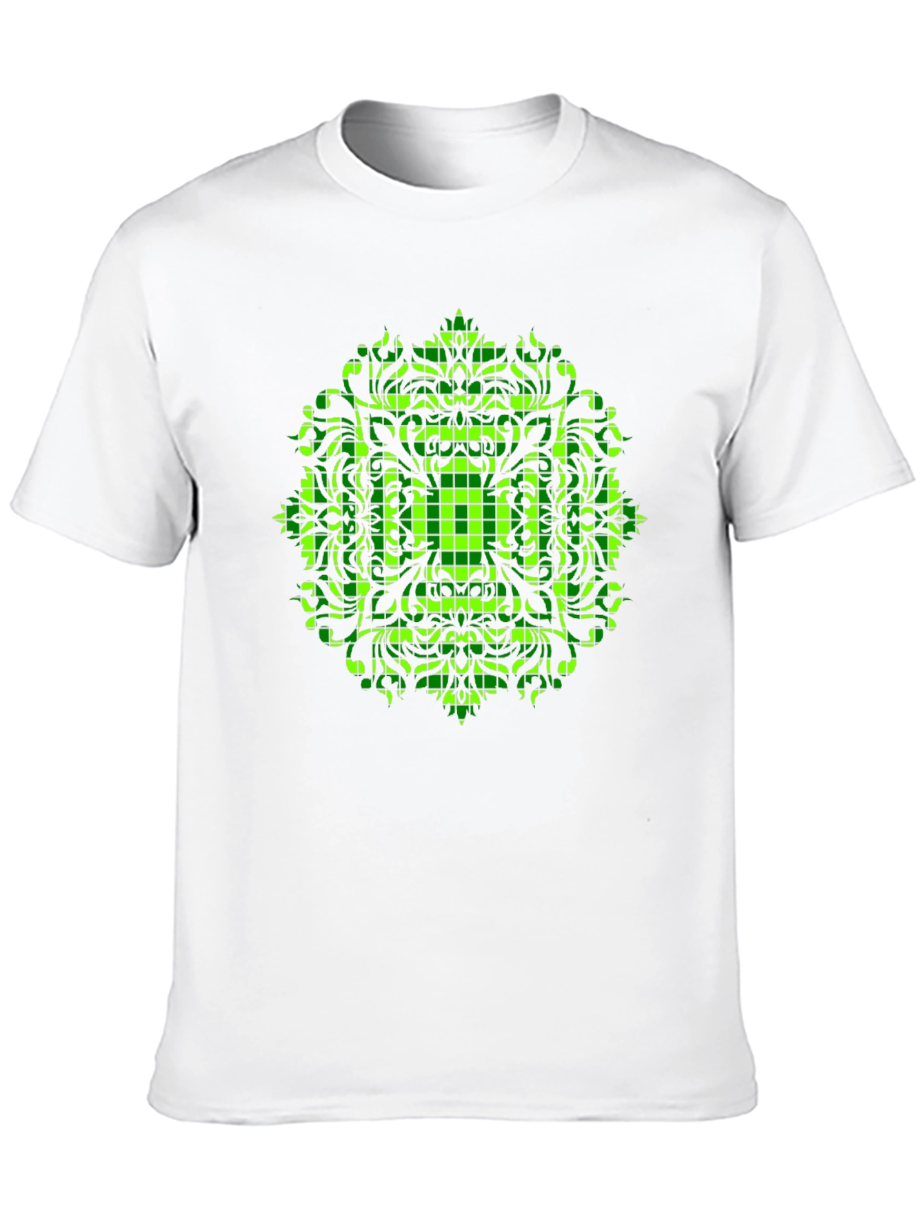 Geometric Green Mandala Graphic Black T-Shirt