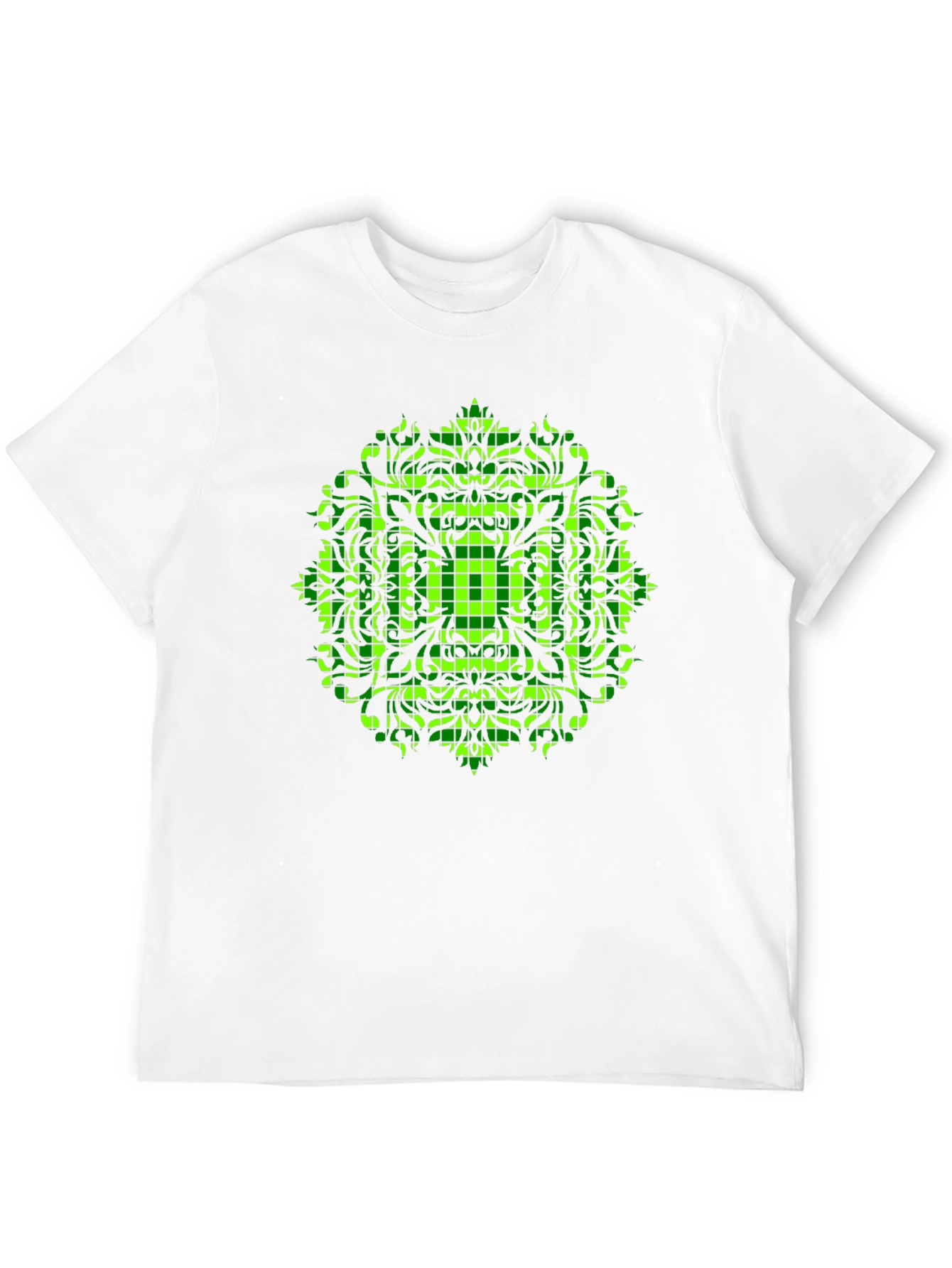 Geometric Green Mandala Graphic Black T-Shirt