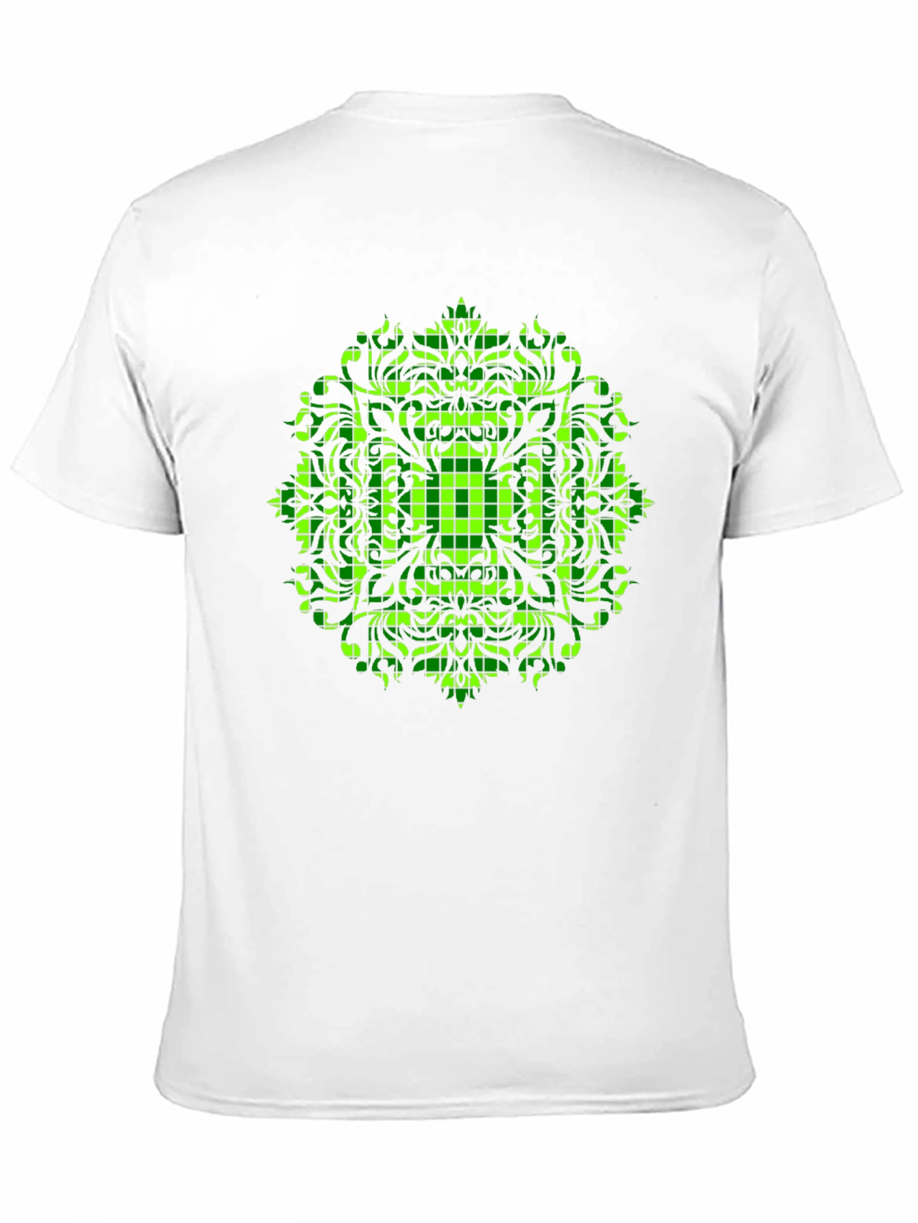 Geometric Green Mandala Graphic Black T-Shirt