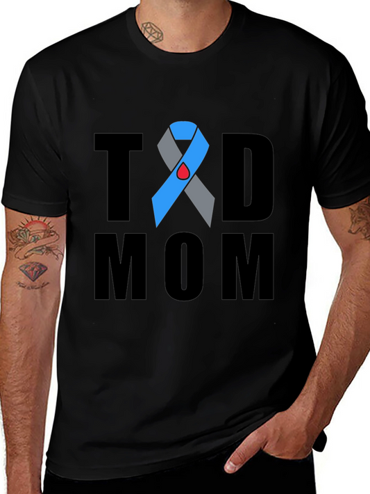 T1D Mom Black Cotton Tee - Diabetes Awareness Support