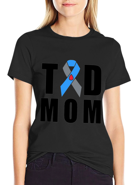 T1D Mom Black Cotton Tee - Diabetes Awareness Support