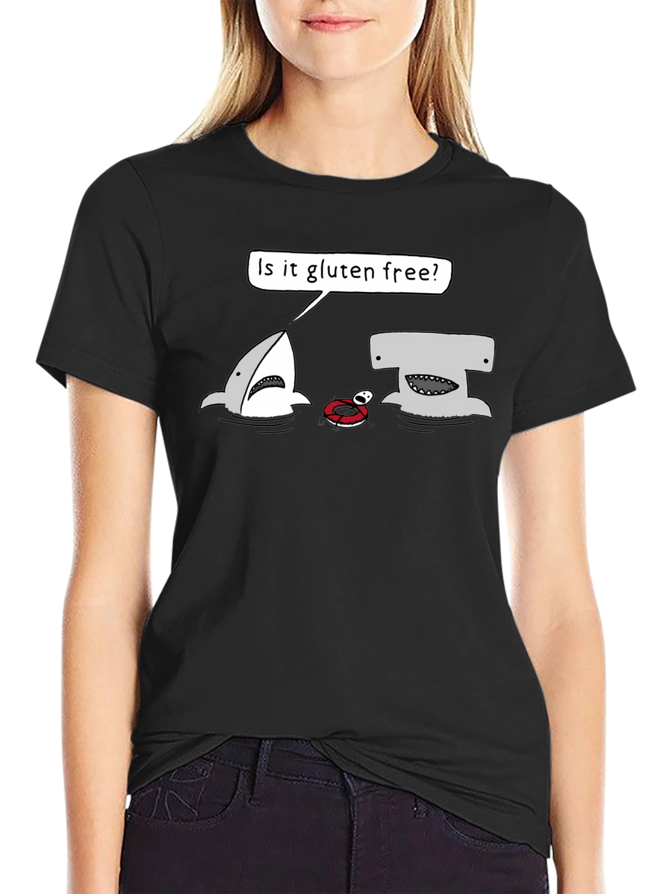 Gluten-Free Shark Graphic Tee - Humor T-Shirt