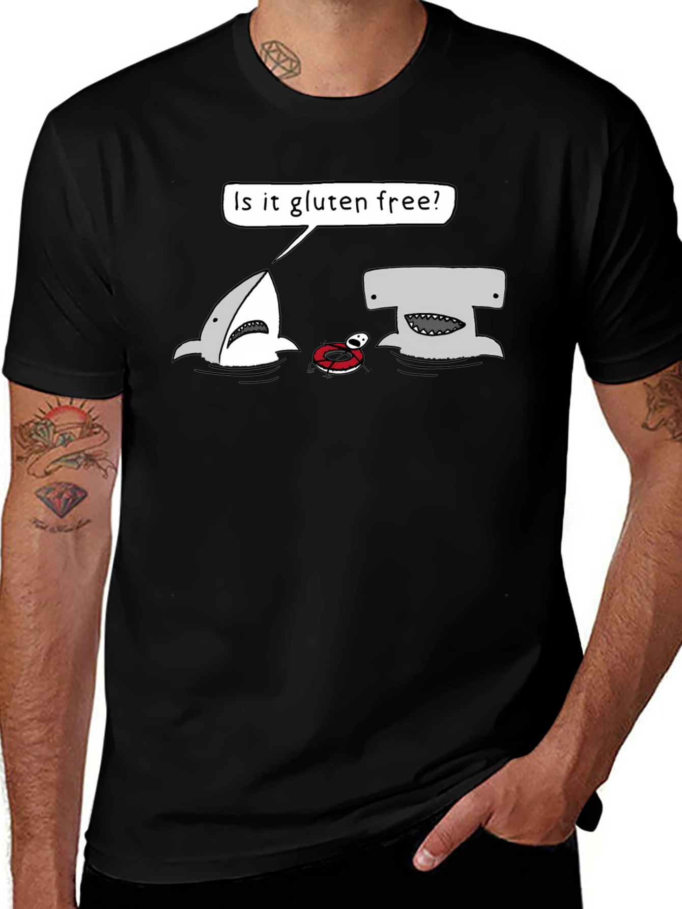 Gluten-Free Shark Graphic Tee - Humor T-Shirt