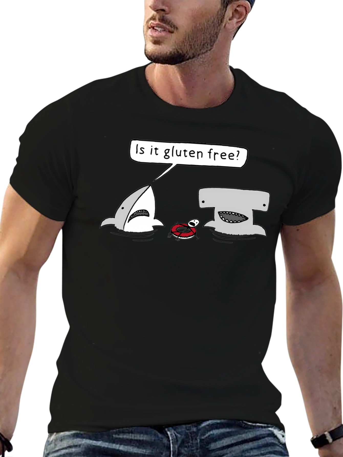 Gluten-Free Shark Graphic Tee - Humor T-Shirt
