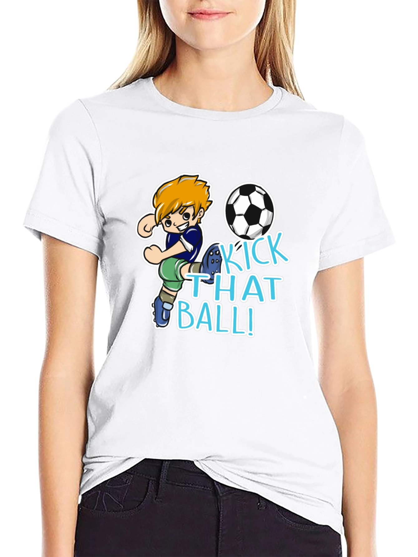 Kick That Ball T-Shirt - Soccer Cartoon Design