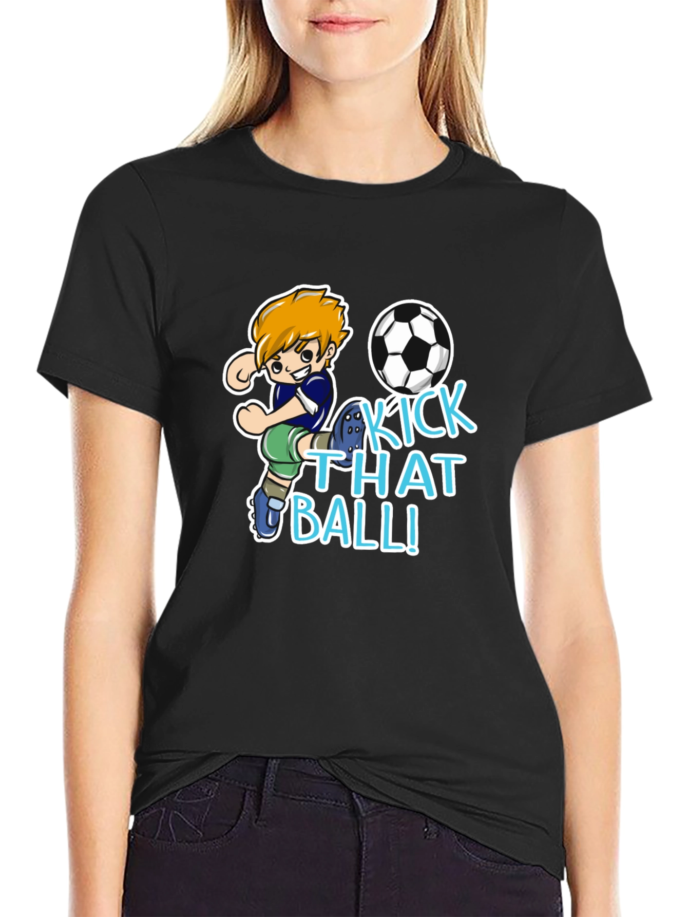 Kick That Ball T-Shirt - Soccer Cartoon Design
