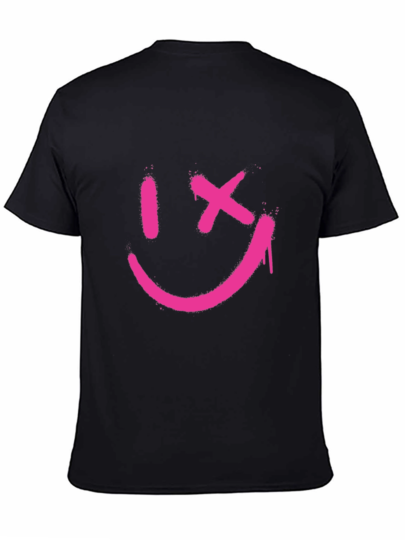 Edgy Smiley Face Graphic Tee - Black