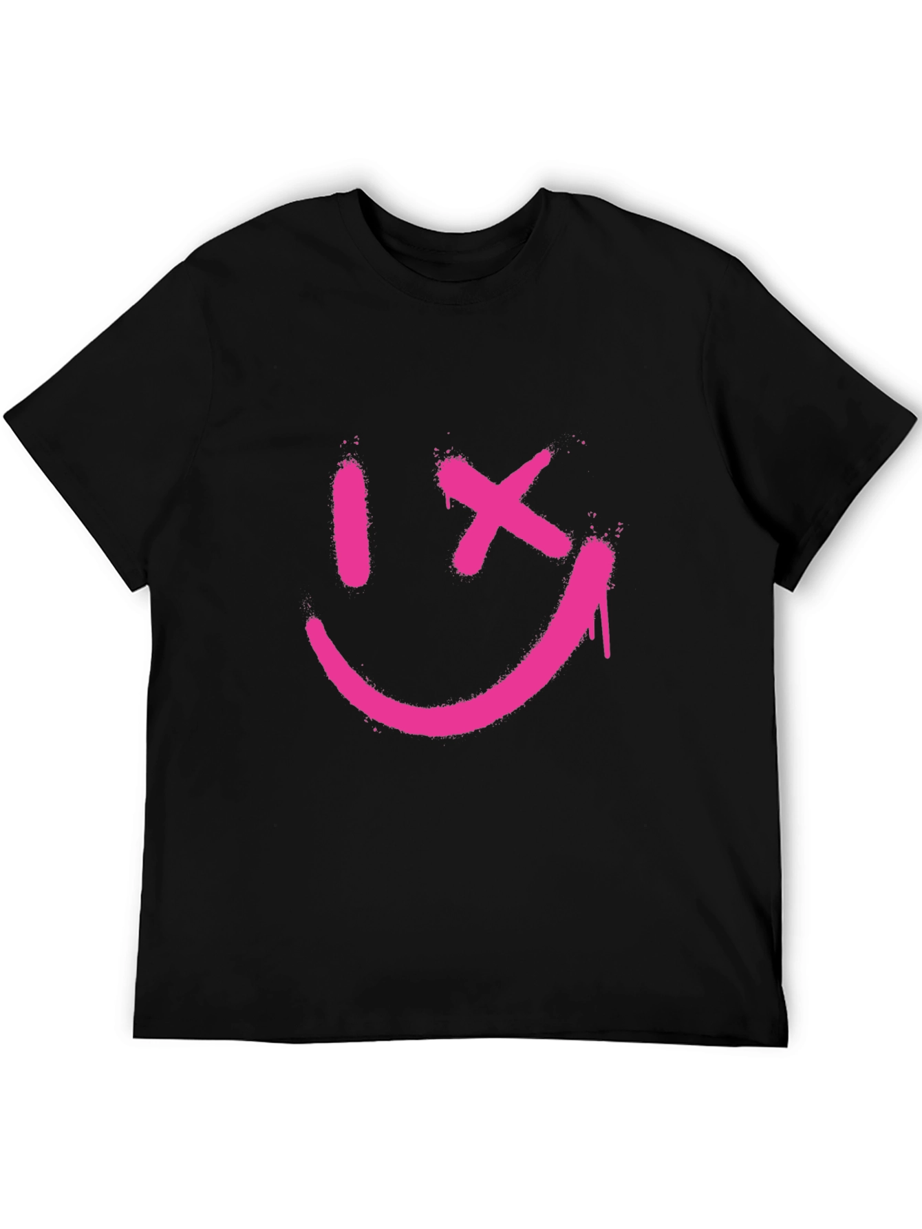 Edgy Smiley Face Graphic Tee - Black