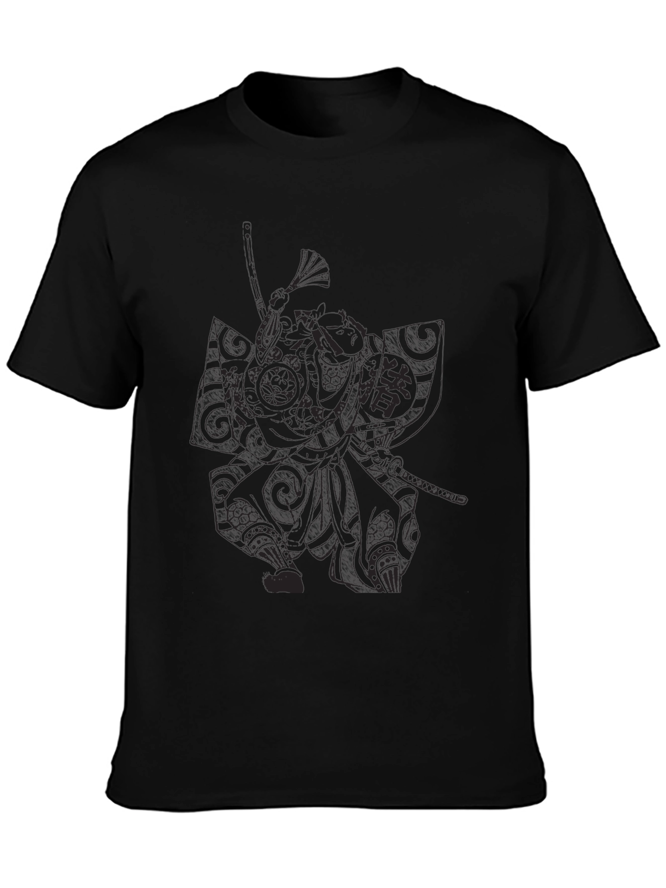 Samurai Graphic Print Black T-Shirt