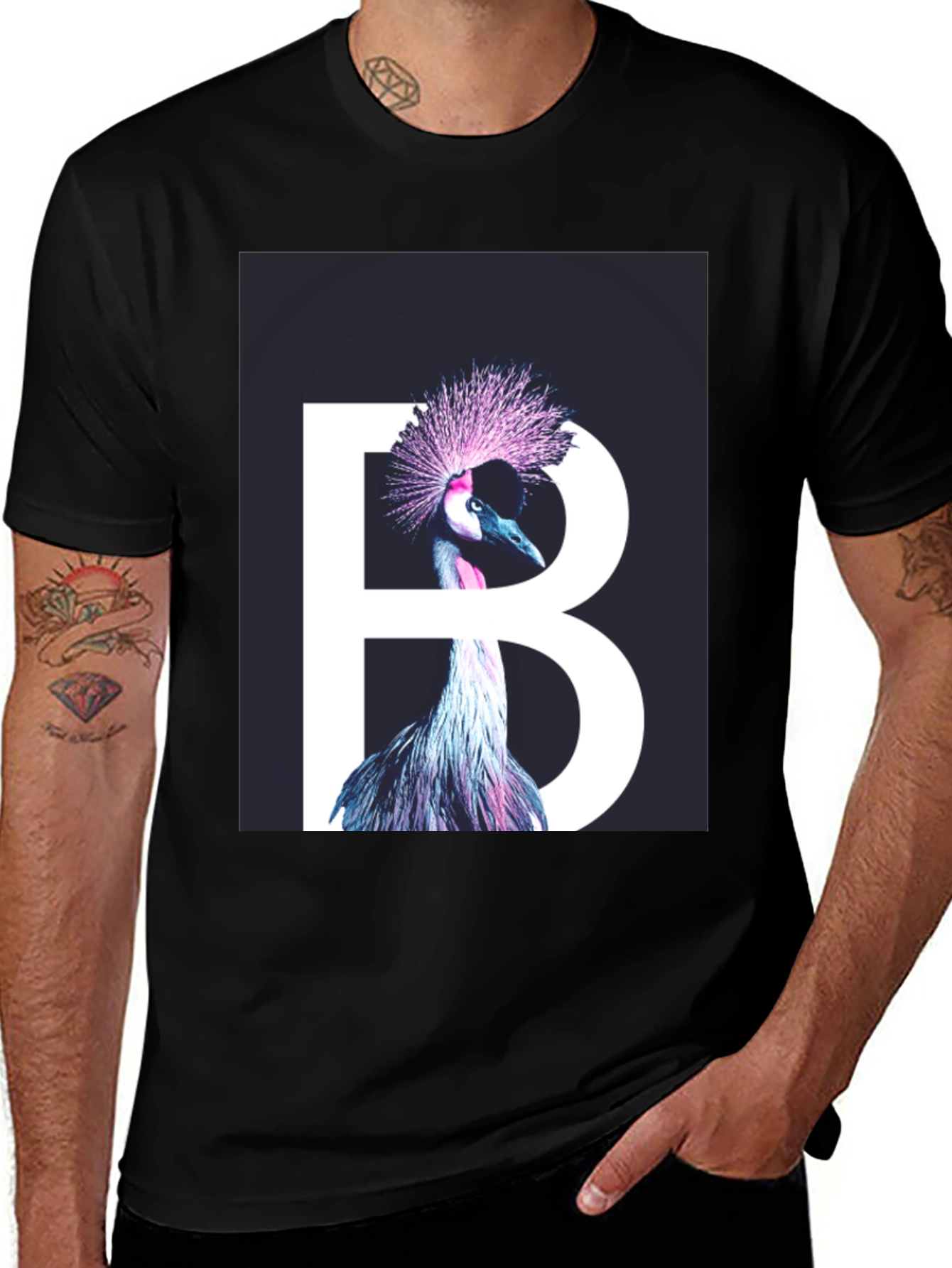 Crowned Crane B T-Shirt - Unique Bird Design