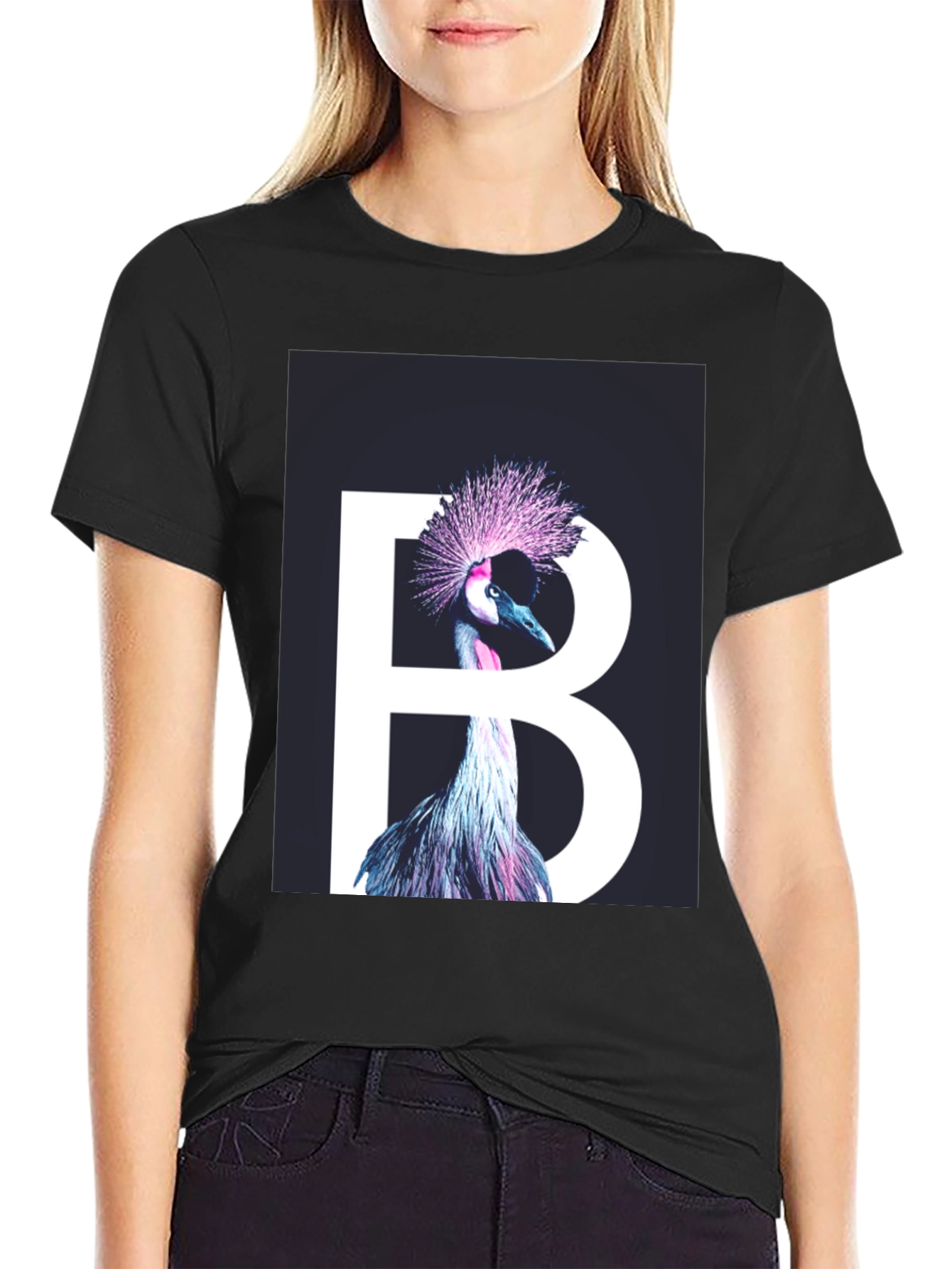 Crowned Crane B T-Shirt - Unique Bird Design