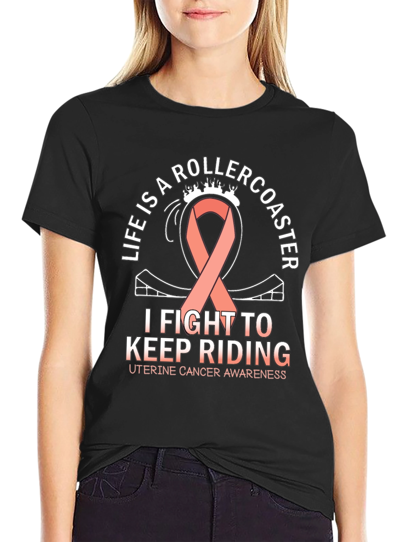 Uterine Cancer Awareness Rollercoaster T-Shirt