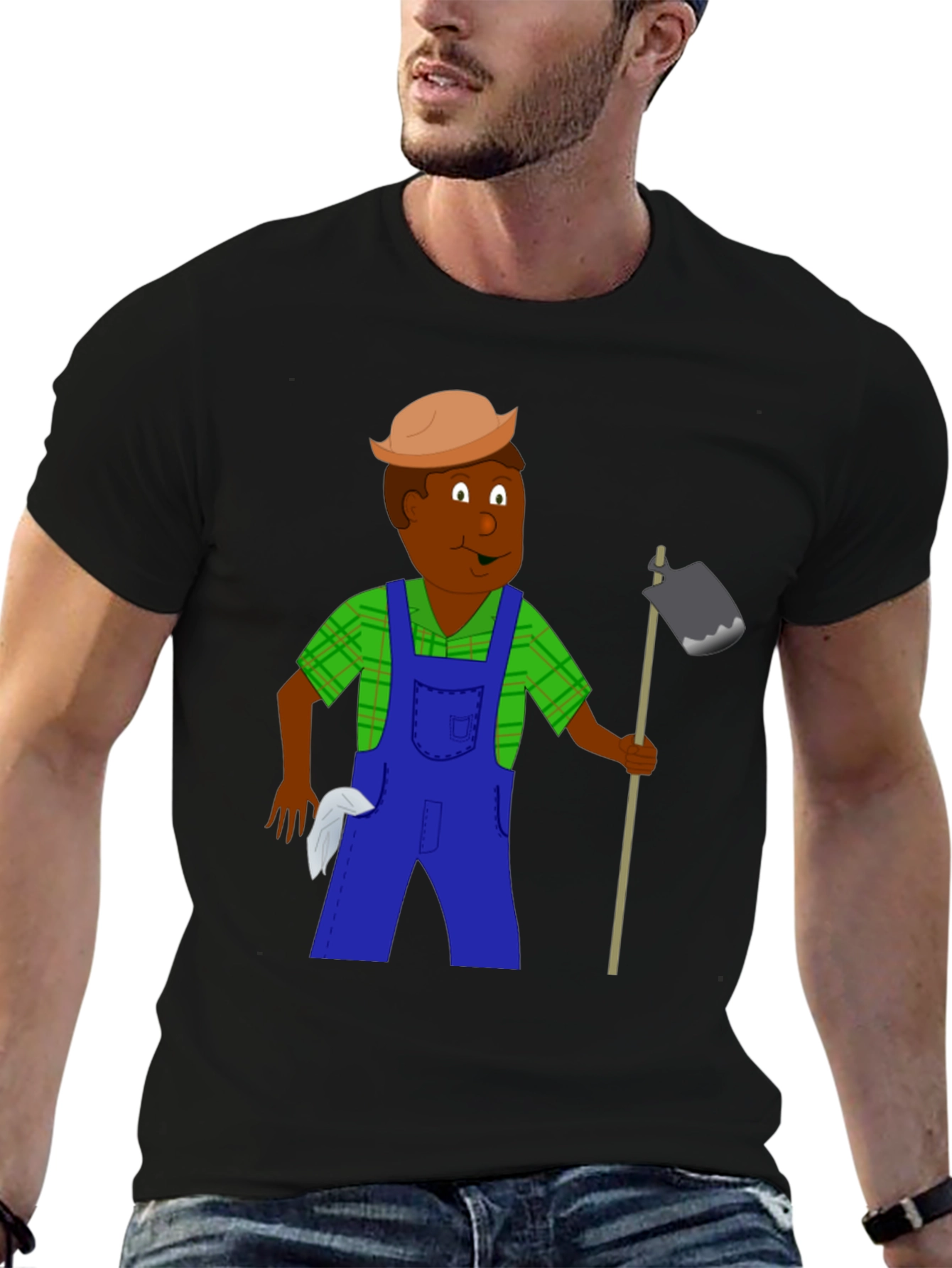 Cartoon Farmer Graphic T-Shirt