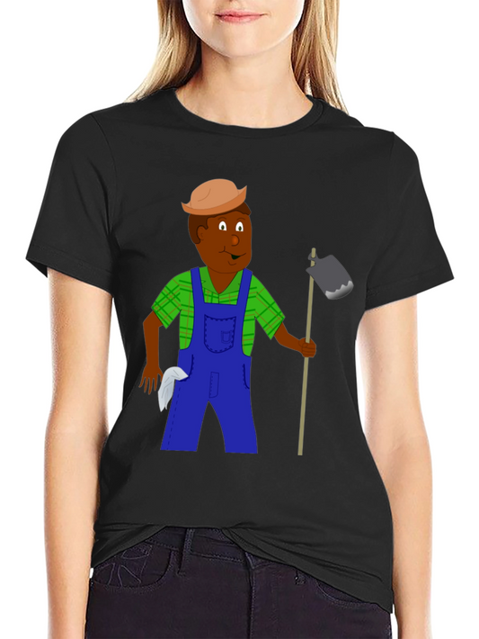 Cartoon Farmer Graphic T-Shirt