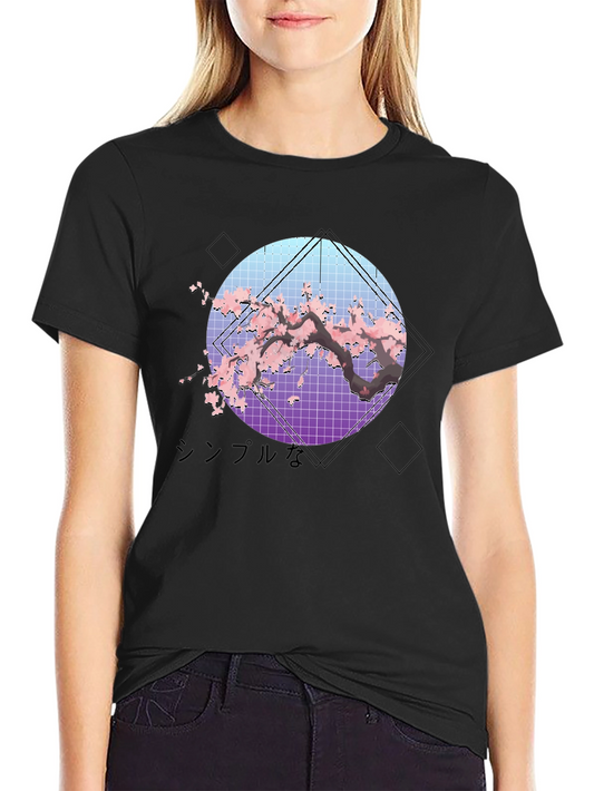 Sakura Tree Graphic Tee - Vaporwave Aesthetic