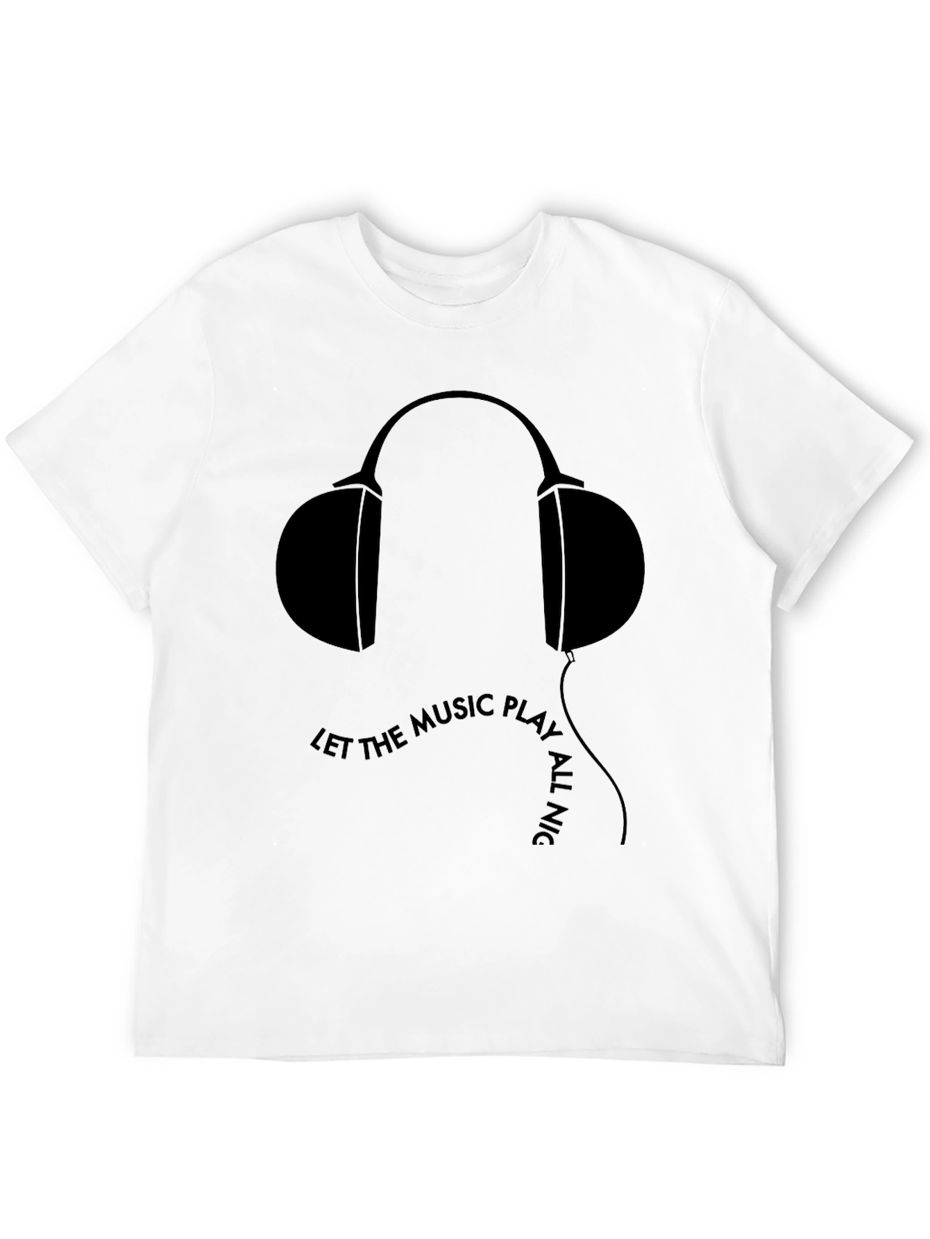 Let the Music Play All Night Mens Black T-Shirt