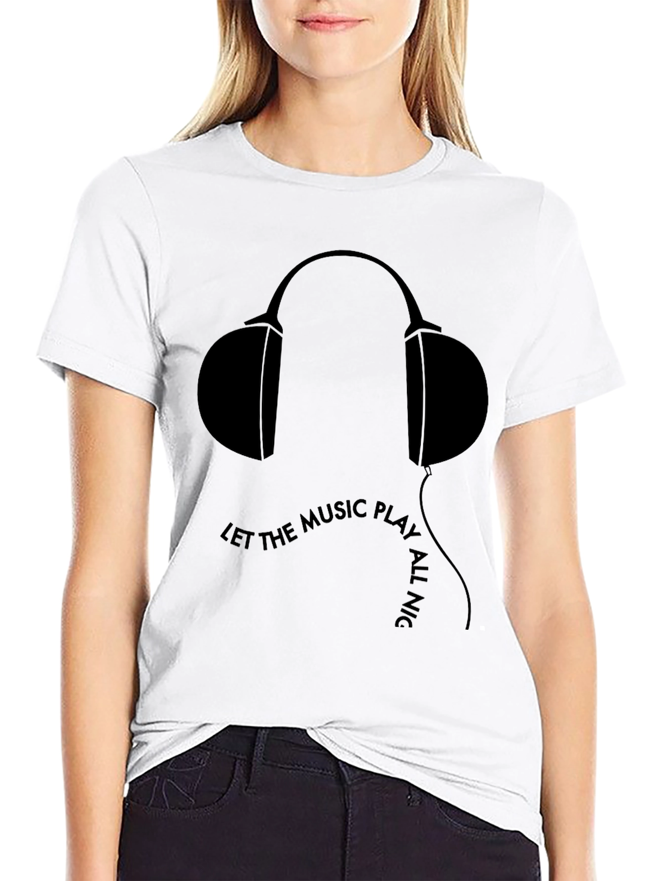 Let the Music Play All Night Mens Black T-Shirt