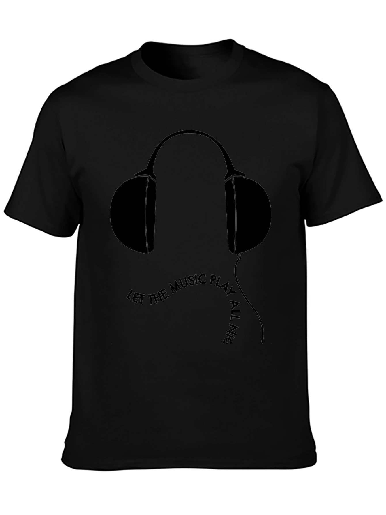Let the Music Play All Night Mens Black T-Shirt