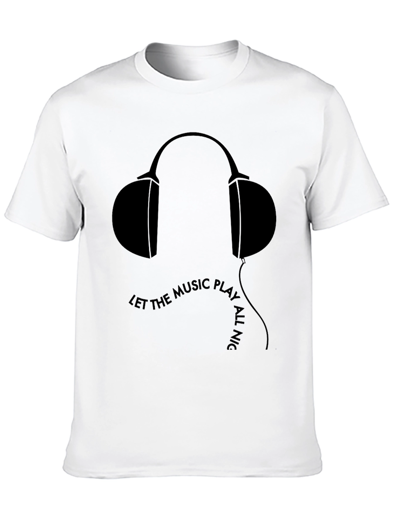 Let the Music Play All Night Mens Black T-Shirt