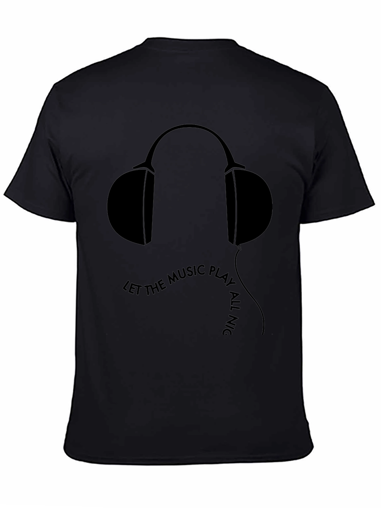 Let the Music Play All Night Mens Black T-Shirt