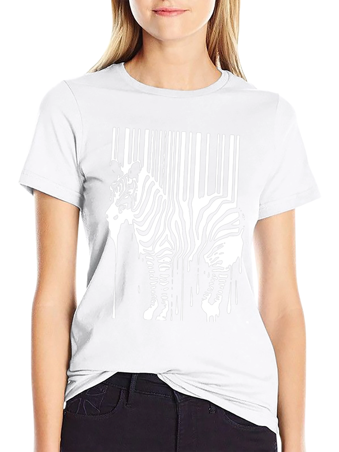Zebra Barcode Graphic Tee - Unique Animal Print Shirt