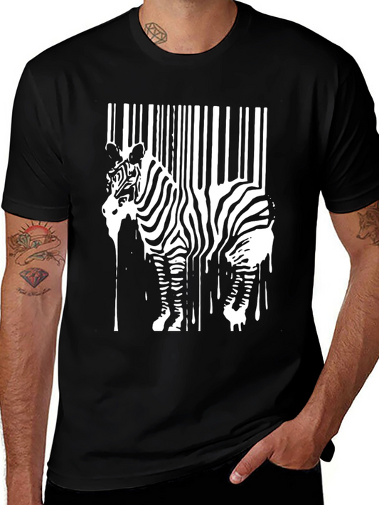 Zebra Barcode Graphic Tee - Unique Animal Print Shirt
