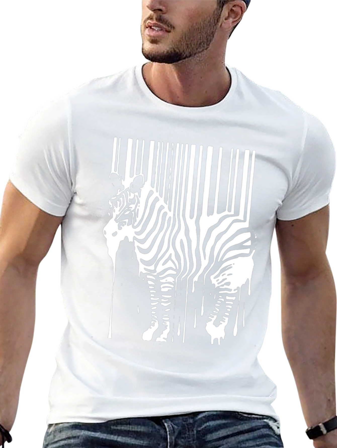Zebra Barcode Graphic Tee - Unique Animal Print Shirt