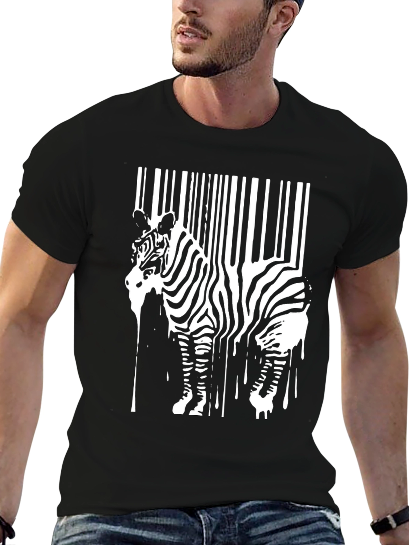 Zebra Barcode Graphic Tee - Unique Animal Print Shirt