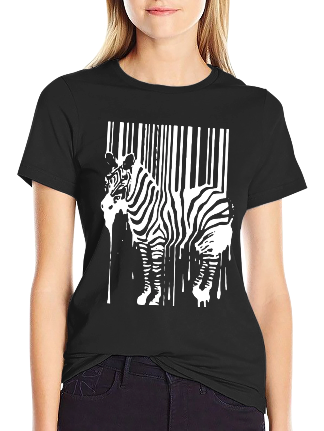 Zebra Barcode Graphic Tee - Unique Animal Print Shirt