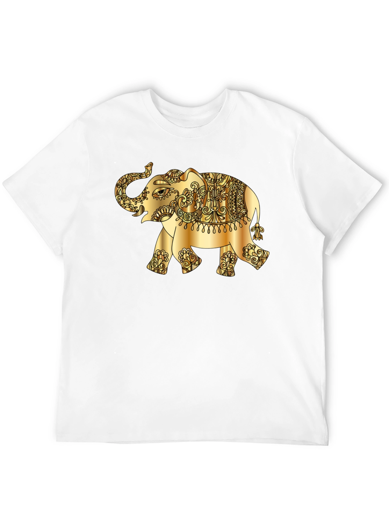 Golden Elephant Graphic Tee - Stylish Black T-Shirt