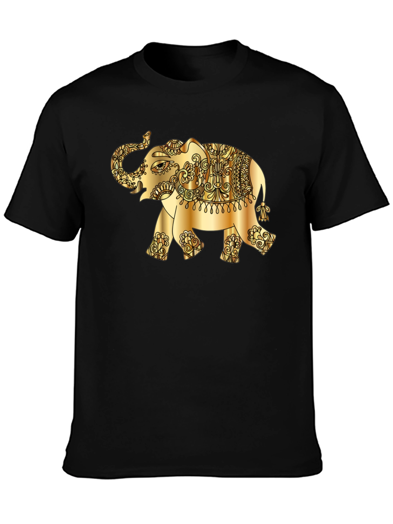 Golden Elephant Graphic Tee - Stylish Black T-Shirt