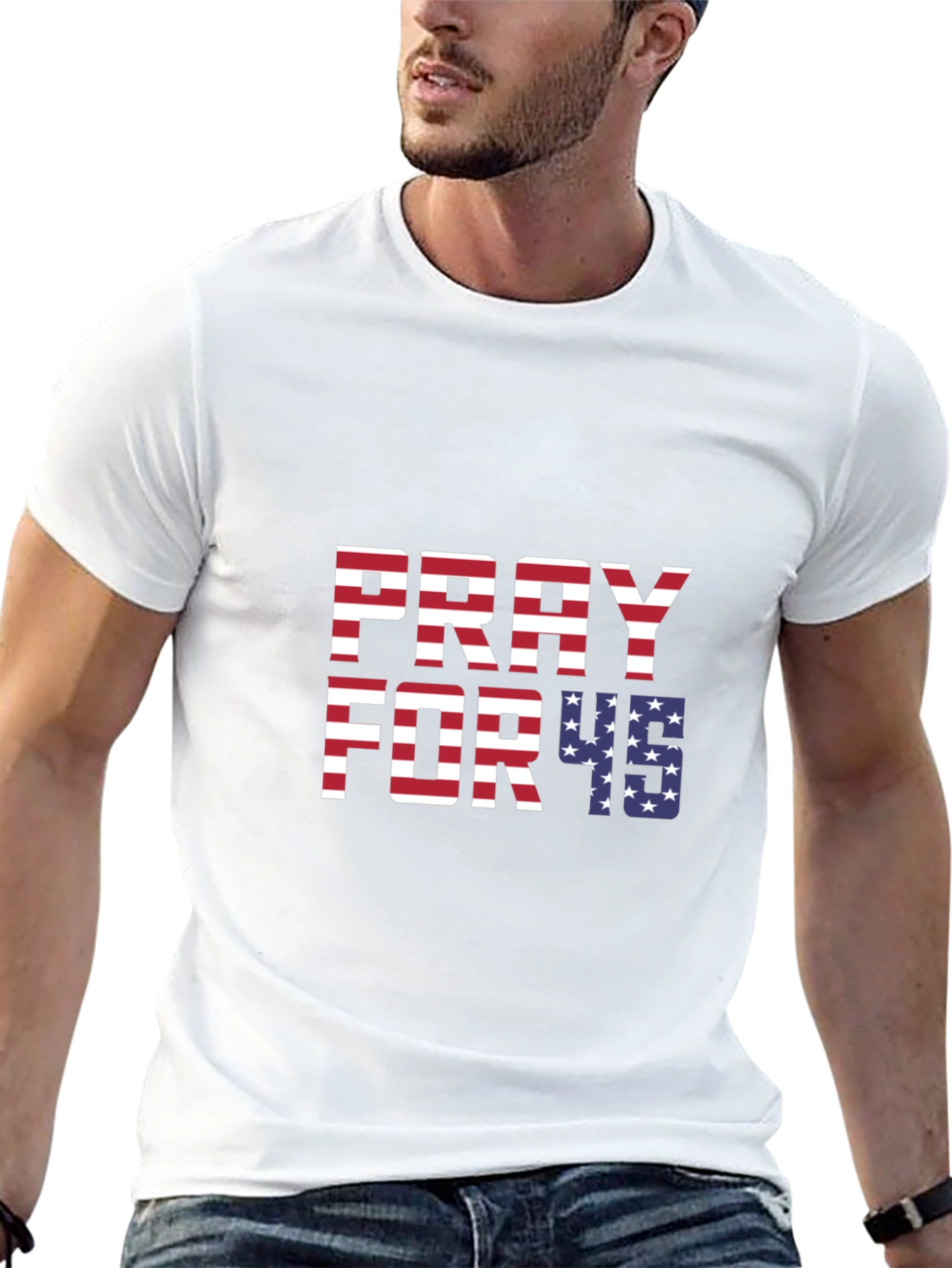 Pray for 45 T-Shirt Patriotic USA Flag