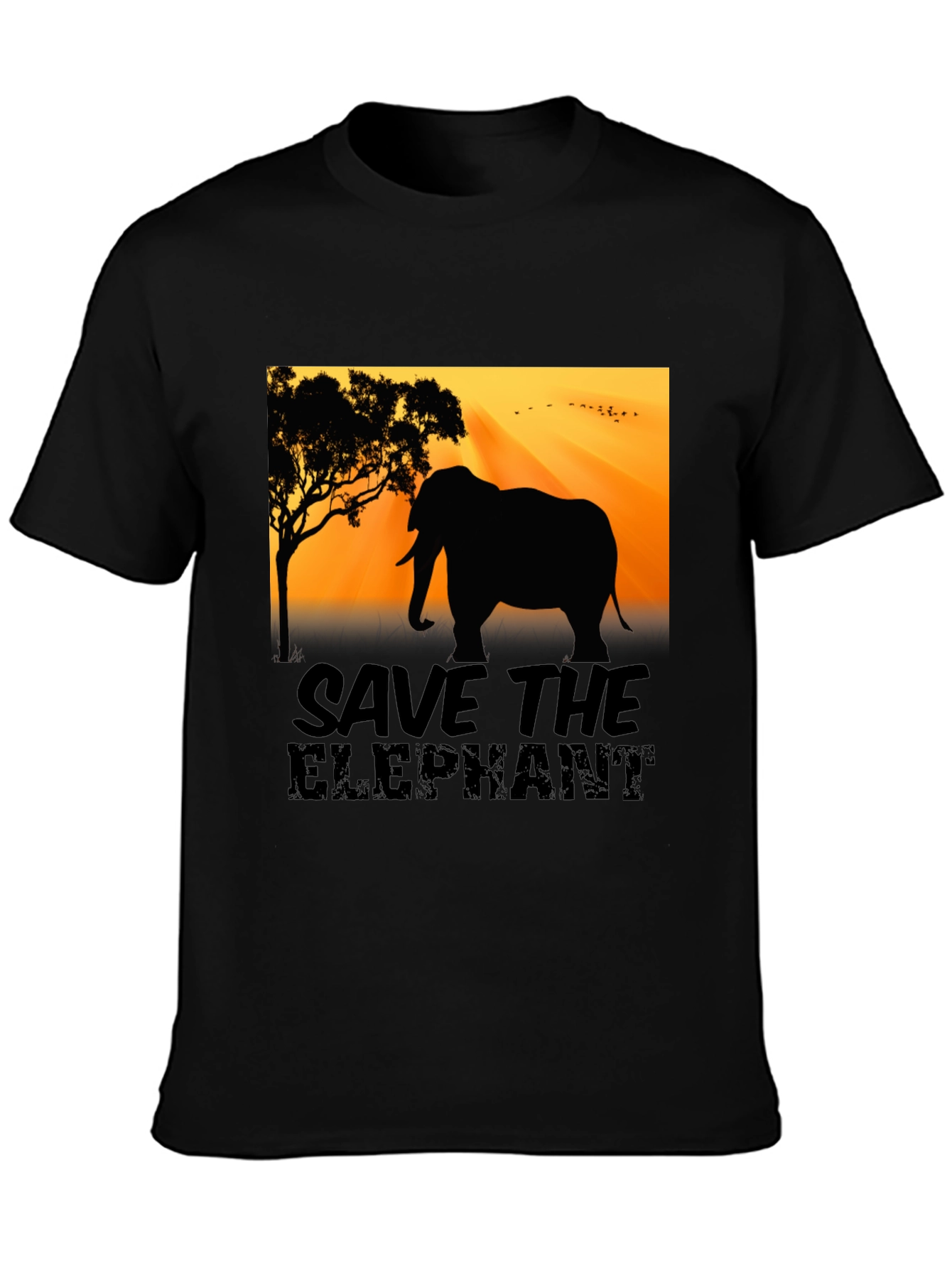 Save the Elephant Graphic Tee - Black