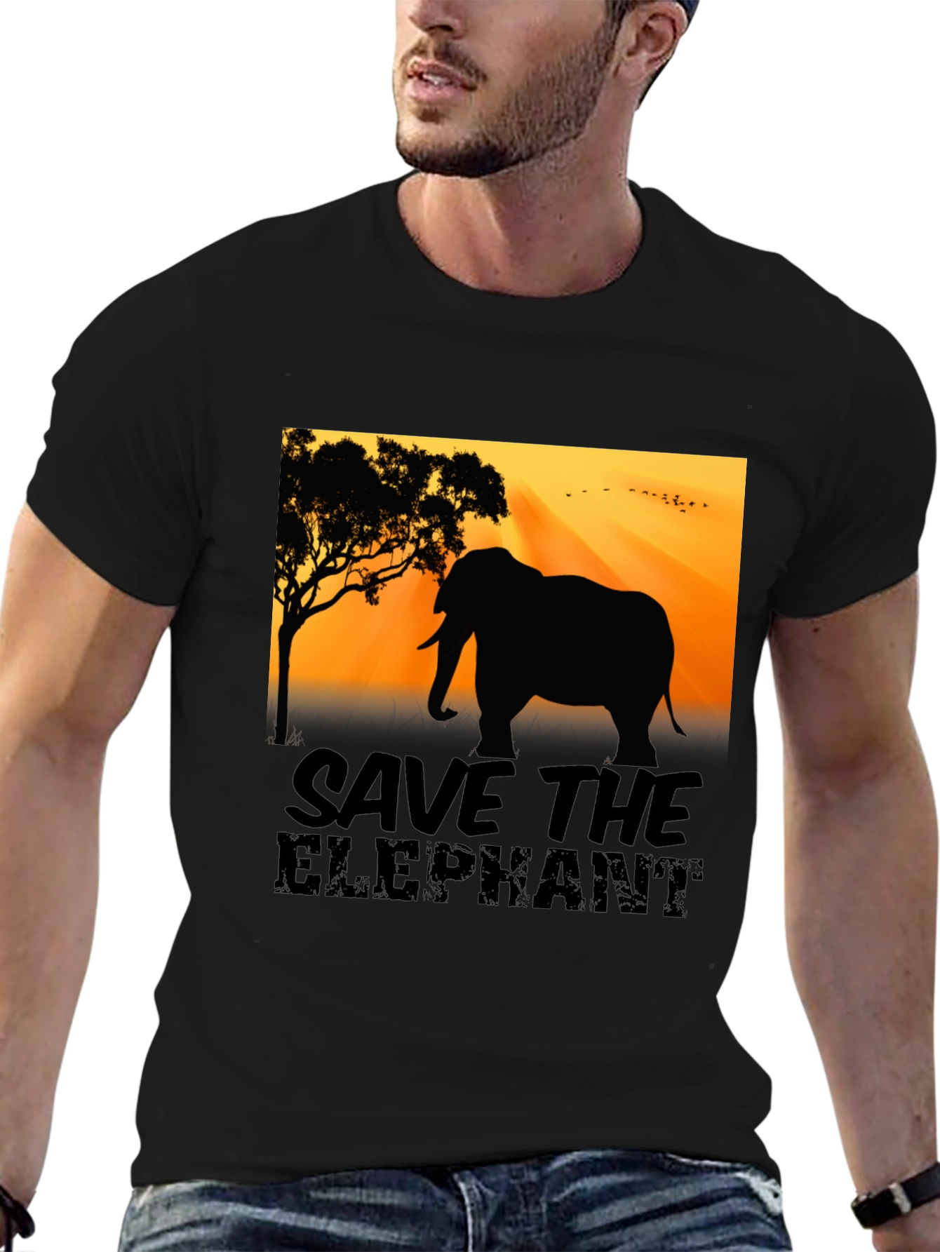 Save the Elephant Graphic Tee - Black