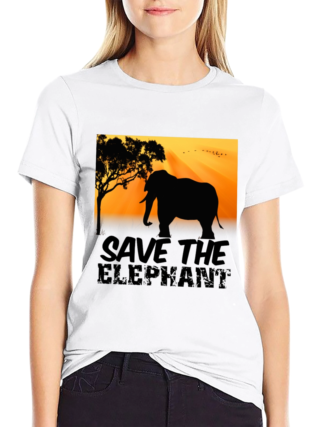 Save the Elephant Graphic Tee - Black