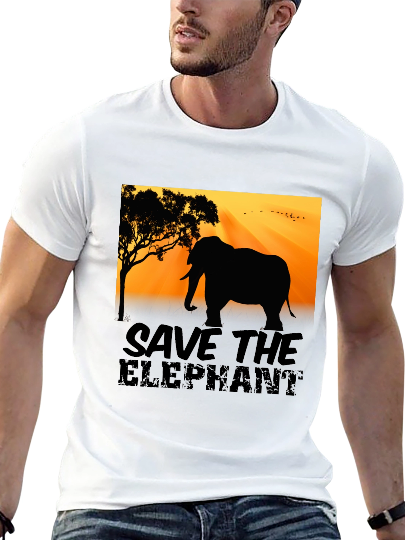 Save the Elephant Graphic Tee - Black