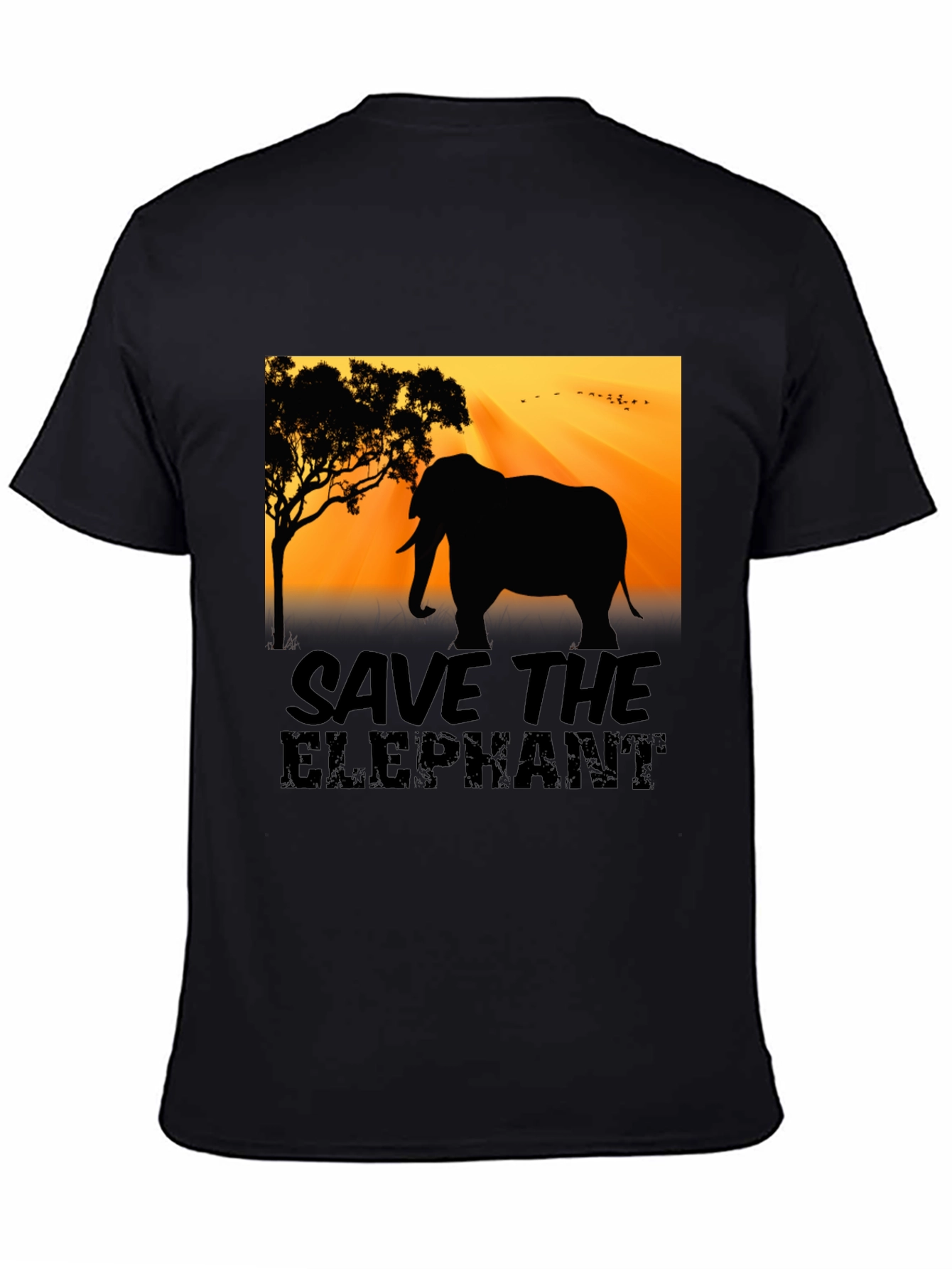 Save the Elephant Graphic Tee - Black