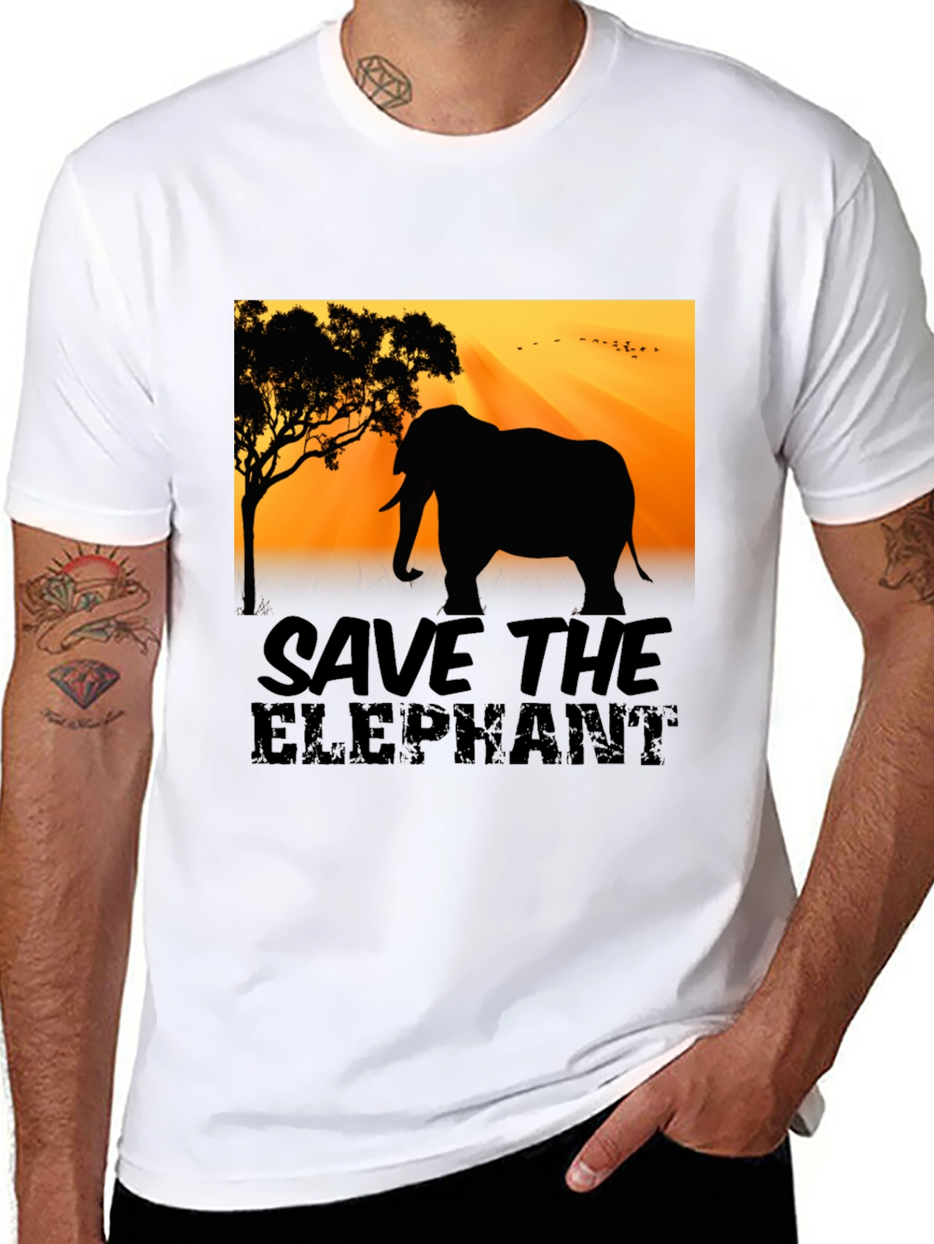 Save the Elephant Graphic Tee - Black
