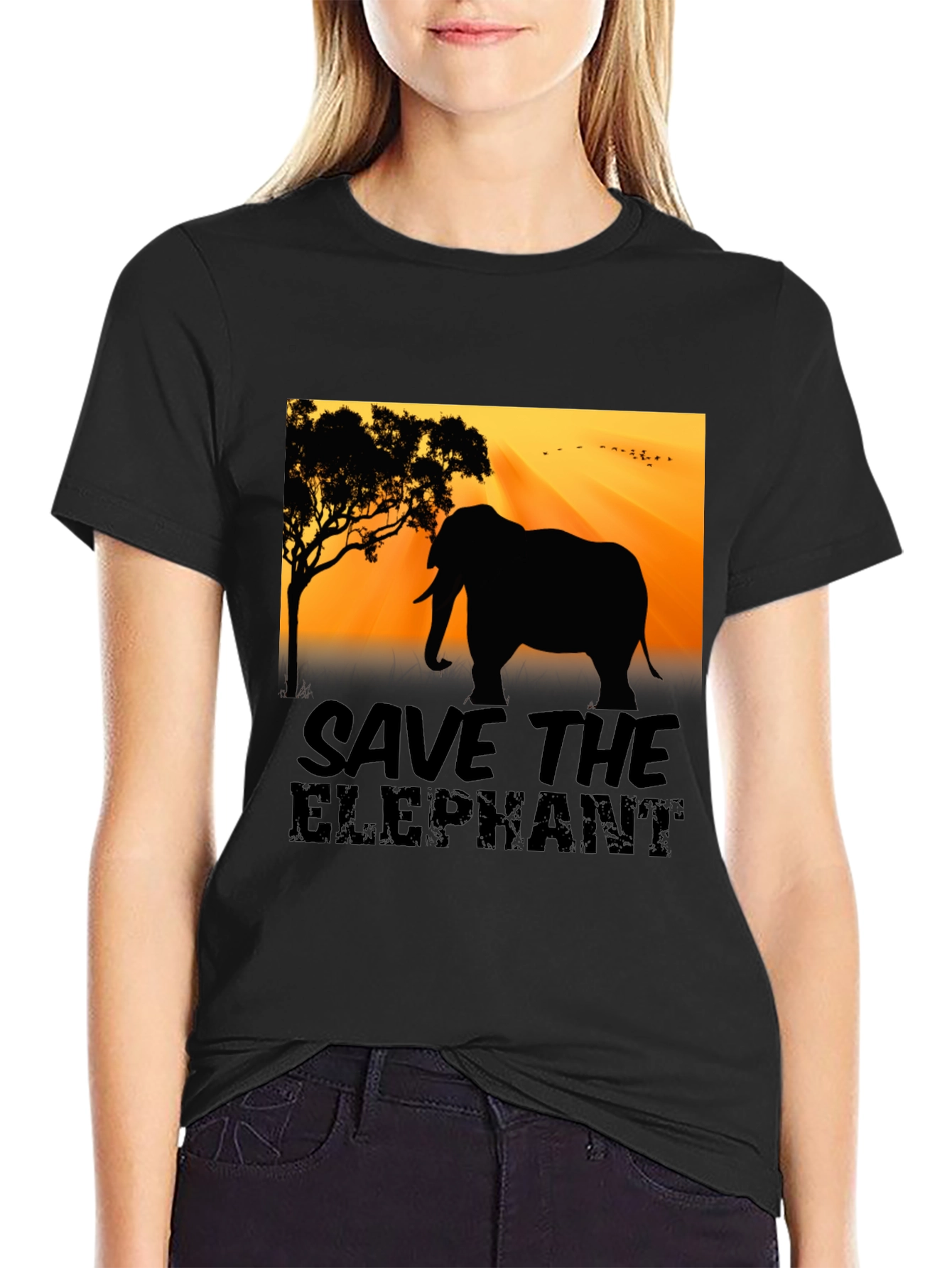 Save the Elephant Graphic Tee - Black