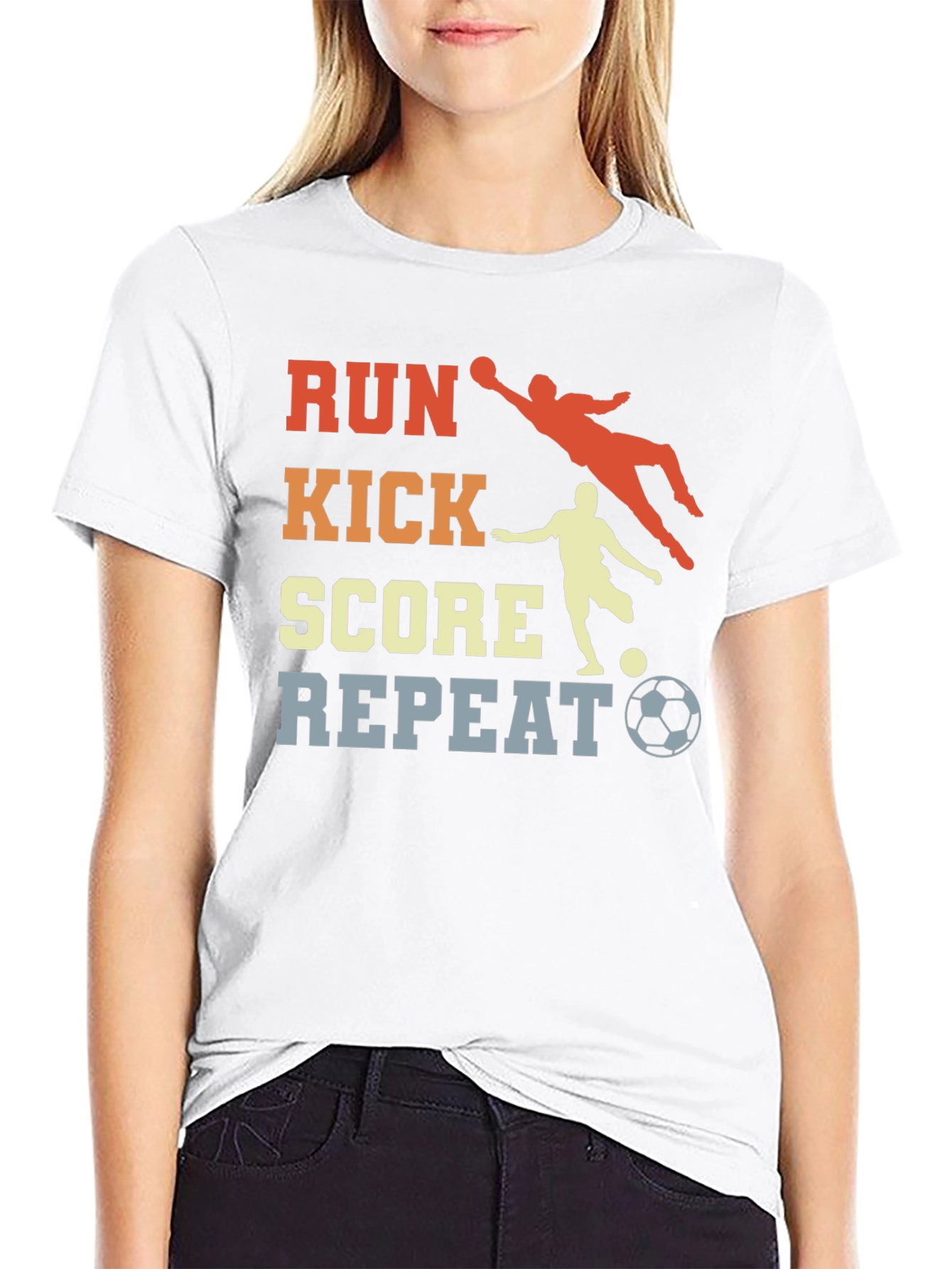 Run Kick Score Repeat Soccer T-Shirt