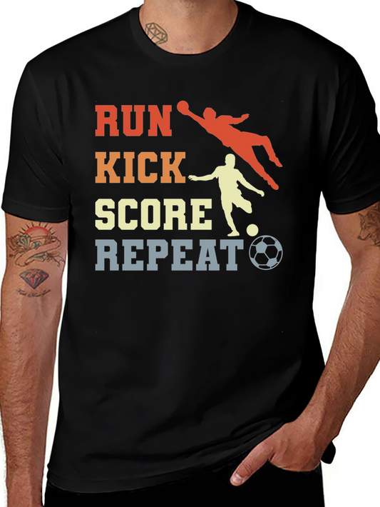Run Kick Score Repeat Soccer T-Shirt