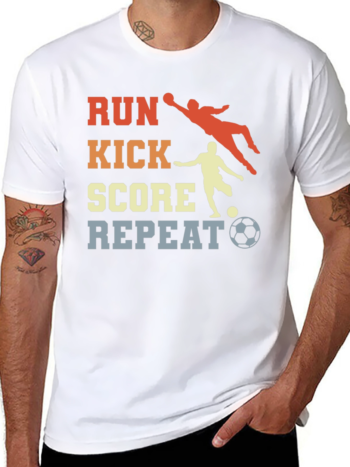 Run Kick Score Repeat Soccer T-Shirt