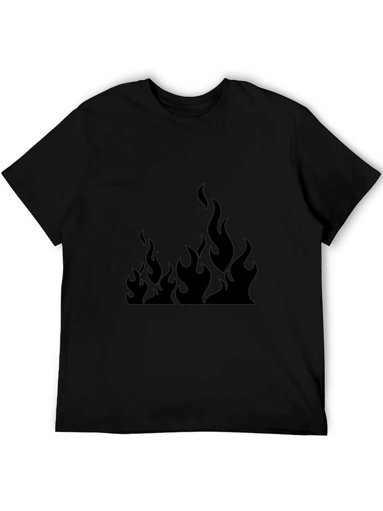 Mens Black T-Shirt with Fire Graphic