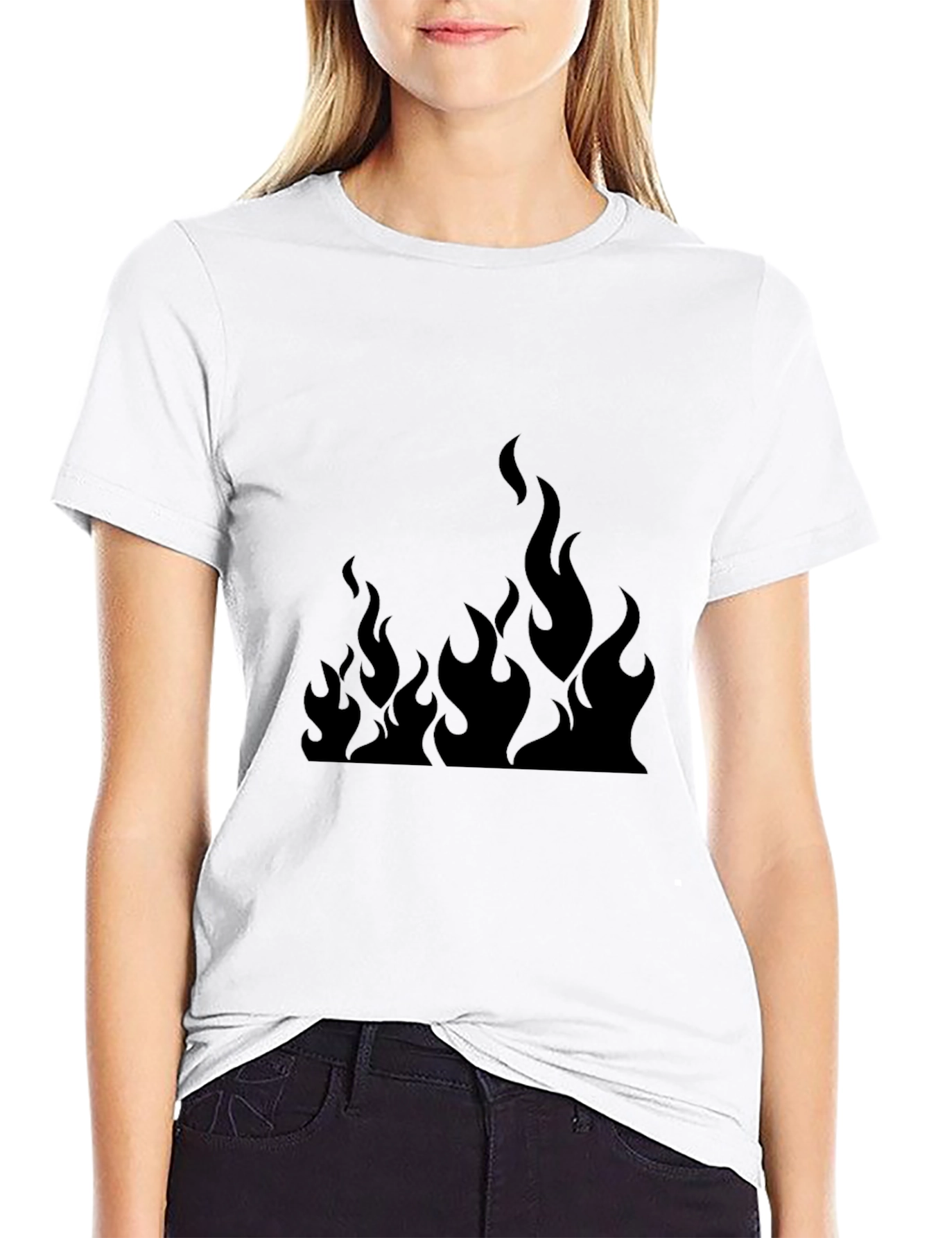 Mens Black T-Shirt with Fire Graphic