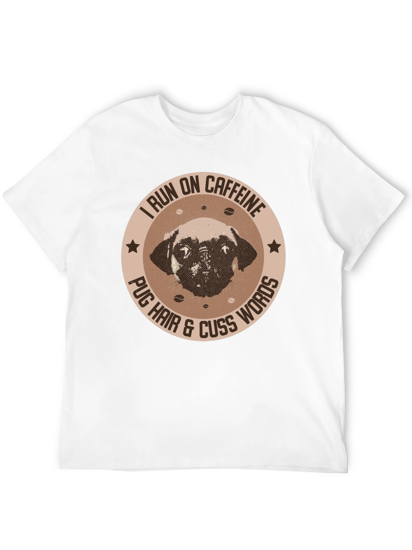 Caffeine-Fueled Pug Black T-Shirt