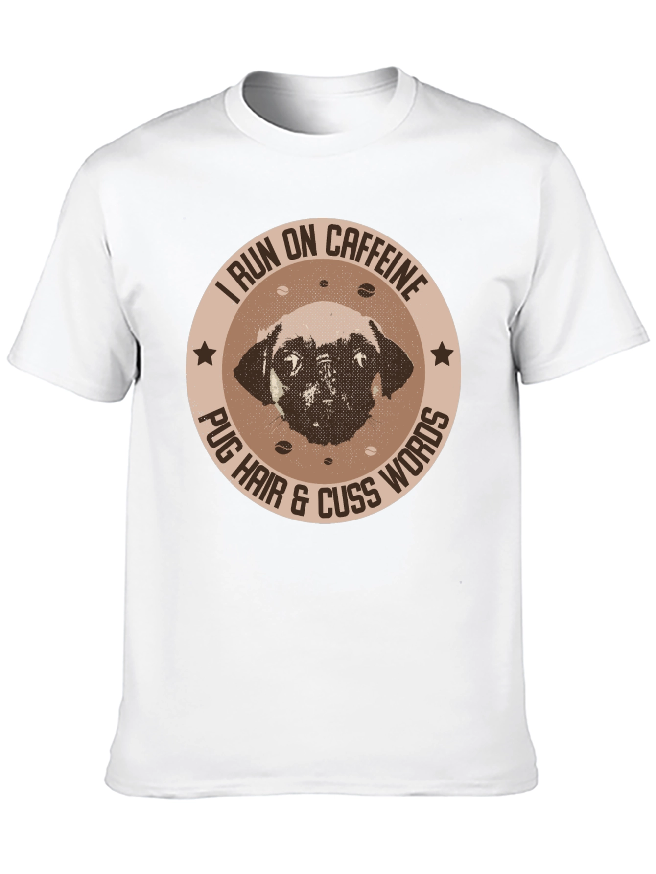 Caffeine-Fueled Pug Black T-Shirt
