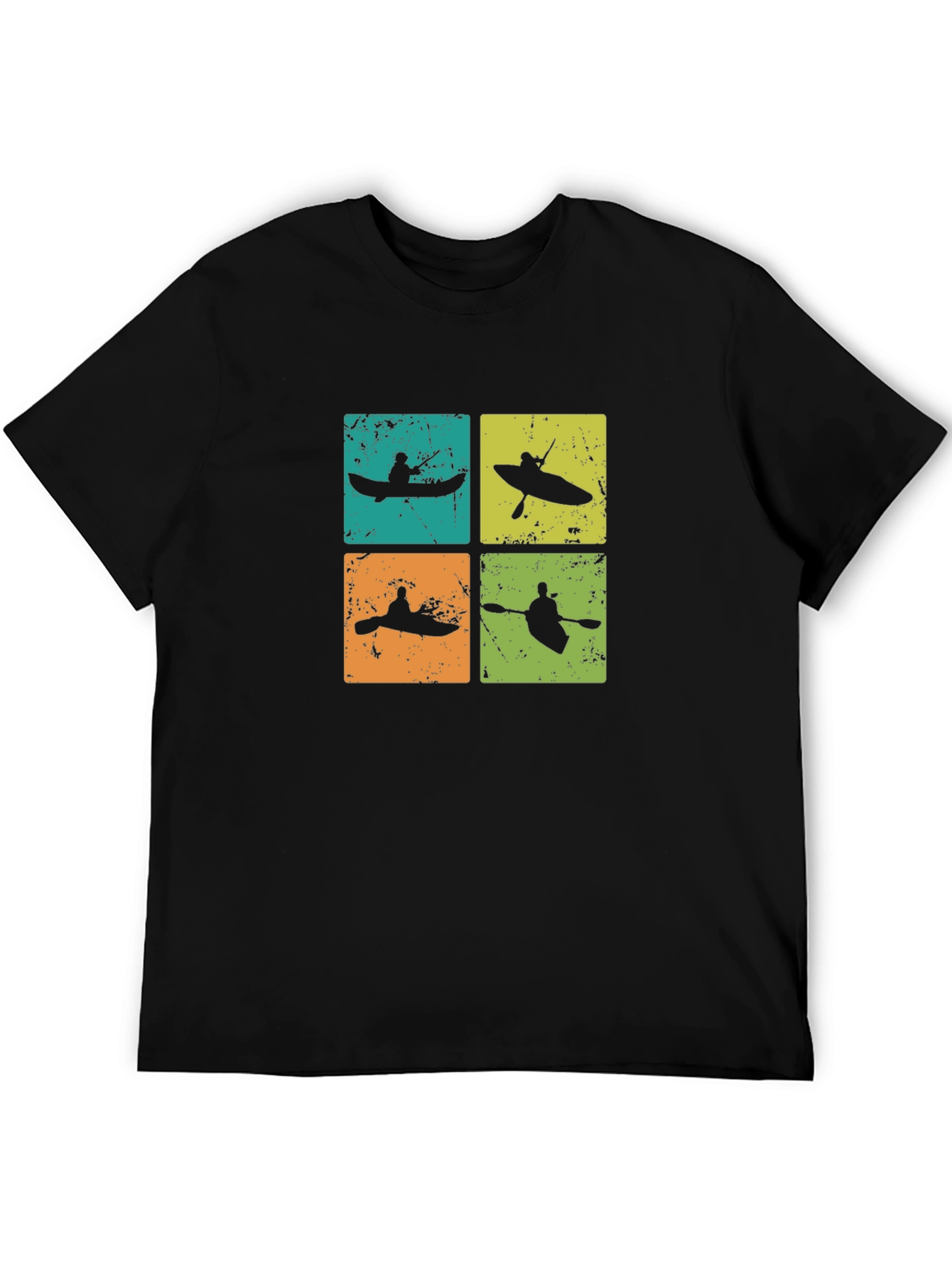 Retro Kayak Silhouette Graphic T-Shirt - Paddling Adventure Tee