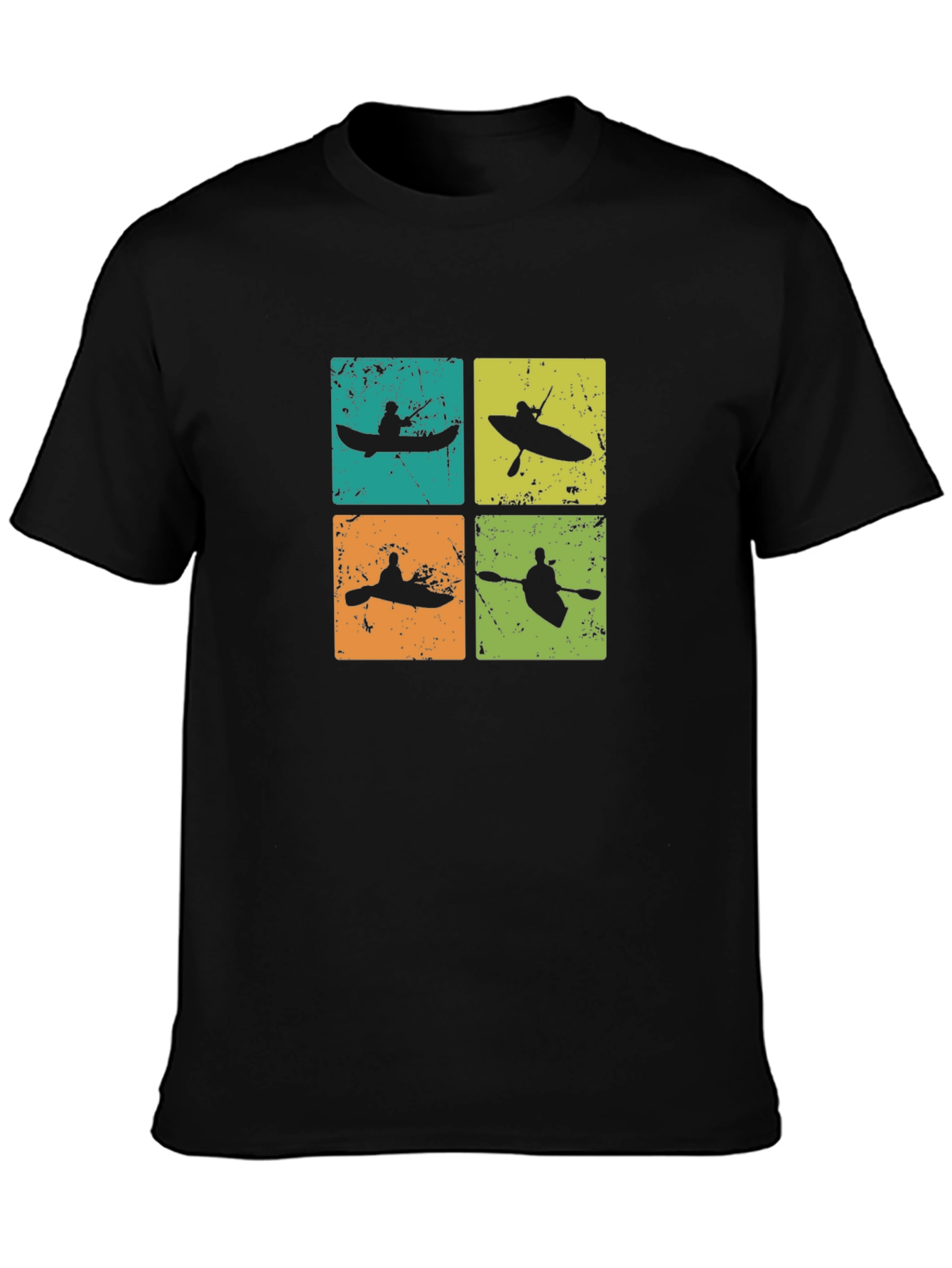 Retro Kayak Silhouette Graphic T-Shirt - Paddling Adventure Tee