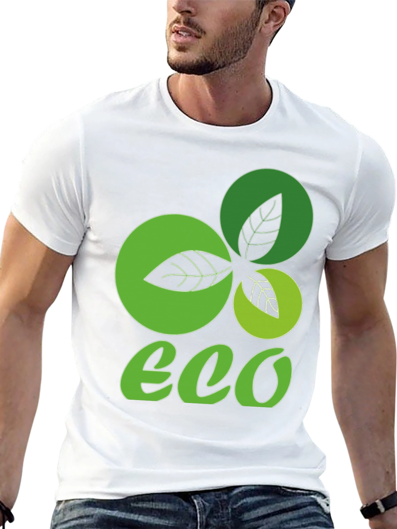 Eco-Friendly Leaf Graphic Tee - Black